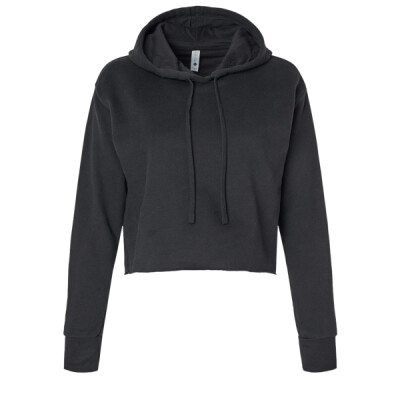 Women's Laguna Sueded Raw Edge Crop Hoodie Sweatshirt Thumbnail