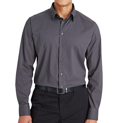 Men's CrownLux Performance® Tonal Mini Check Woven Dress Shirt Thumbnail