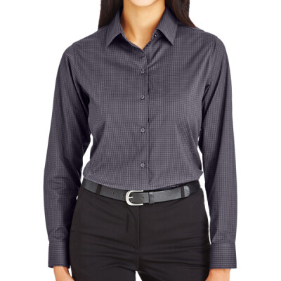 Women's CrownLux Performance® Tonal Mini Check Woven Dress Shirt Thumbnail