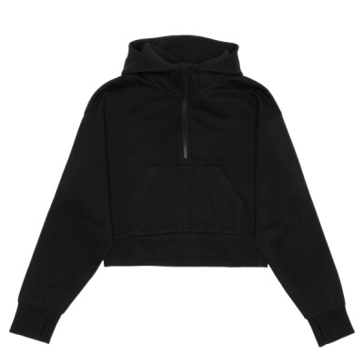 HERO-4220C Cropped Drop Shoulder 1/2 Zip Hoodie Thumbnail