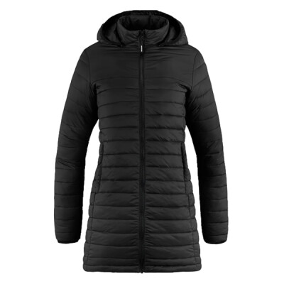 Ladies Full Length Lightweight Puffy Jacket with detachable hood Thumbnail