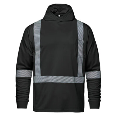 Long Sleeve Hi-VIS Hooded T-Shirt with Segmented Stripes Thumbnail