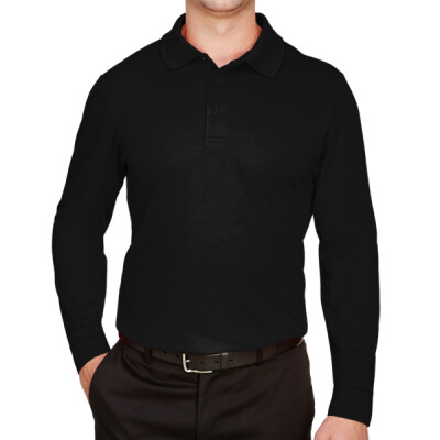 Men's CrownLux Performance® Plaited Long Sleeve Polo Thumbnail