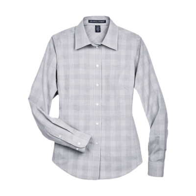 Women's Crown Collection® Glen Plaid Woven Dress Shirt Thumbnail